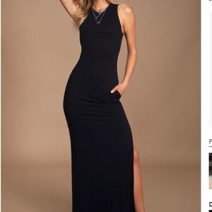 Lulu's Shield & Sword Black Sleeveless Maxi Dress